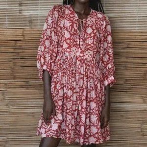 Daughters of India Red and White Mini Dress